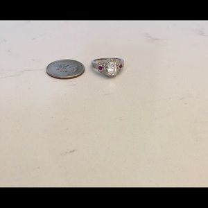 CZ and Ruby sterling silver ring